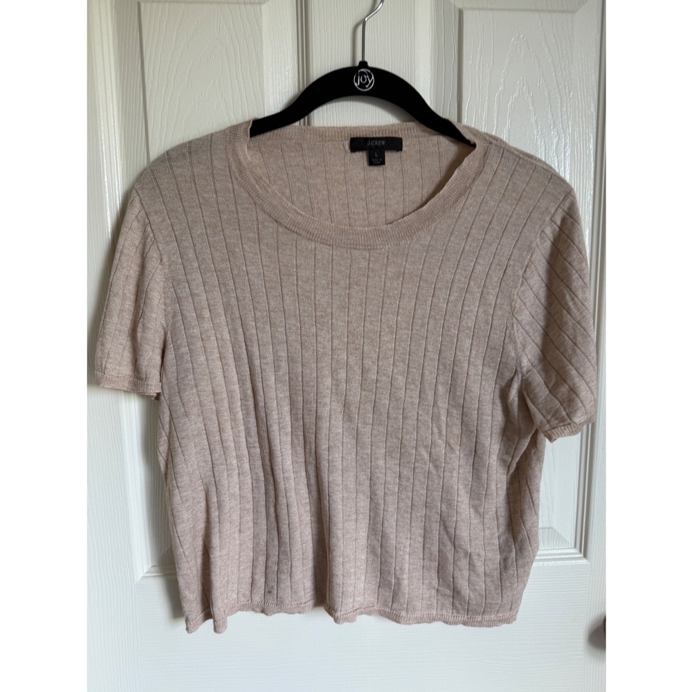 J crew silk cashmere blend cropped Short Sleeve Sweater Size Large - Picture 4 of 10